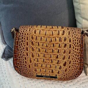 Brahmin Brown Crocodile Embossed Crossbody Bag